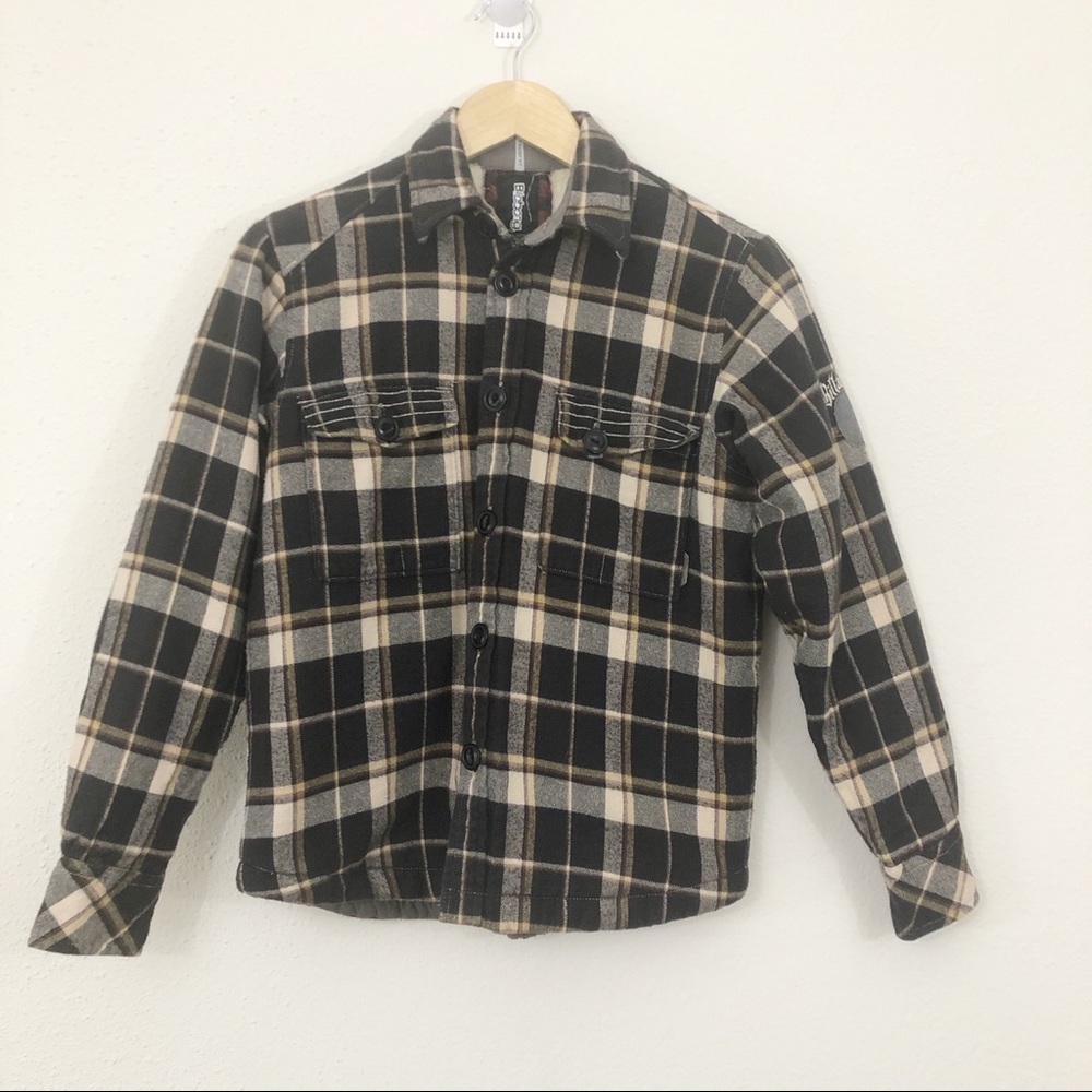 Billabong Plaid Fleece Lined Jacket Boys Size M